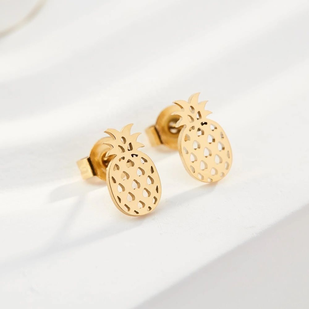 18K Gold Plated Pineapple Stud Earrings